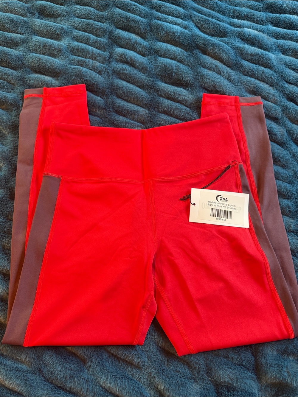 ZYIA Red Royalty Strip Light N tight high rise legging 24”